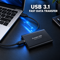 Disque SSD externe USB3.1 Type-C portable pour la sauvegarde de photos et vidéos en voyage avec boîtier métallique et voyant lumineux
