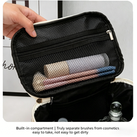 Grande trousse de toilette en tweed grande capacité, organiseur de maquillage de voyage, étui de rangement à fermeture éclair, pochette de beauté portable et tendance pour femmes