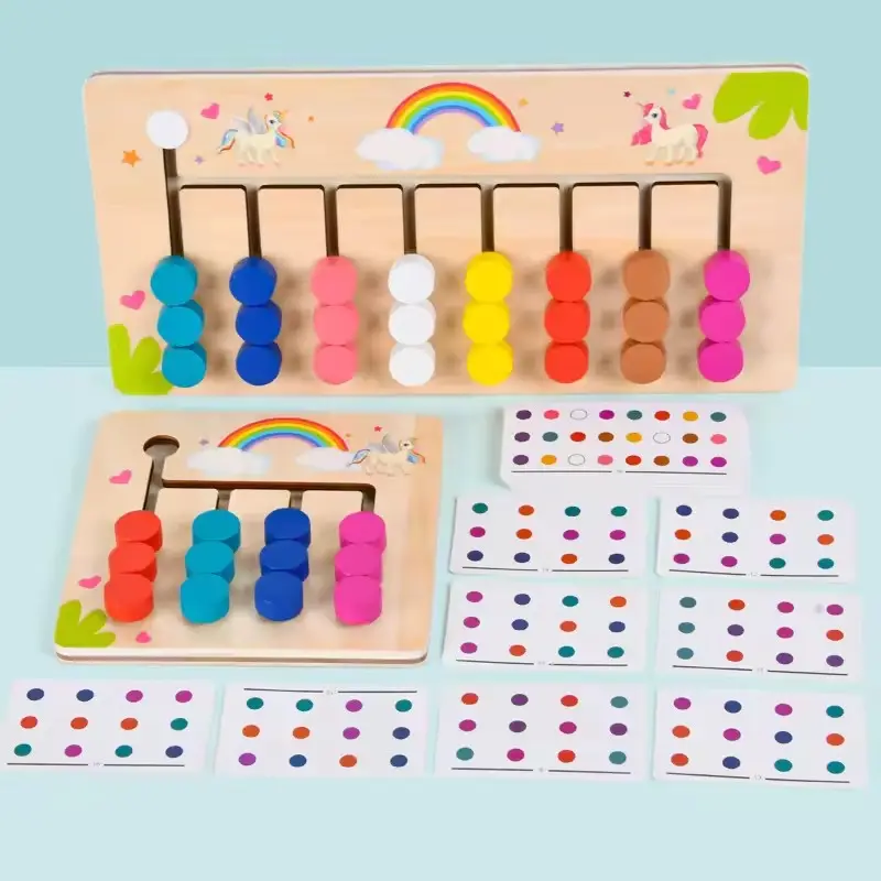 Mainan Puzzle Luncur kayu edukasi montesori yang cocok 4 atau 8 warna merek baru kustom mainan kognitif warna