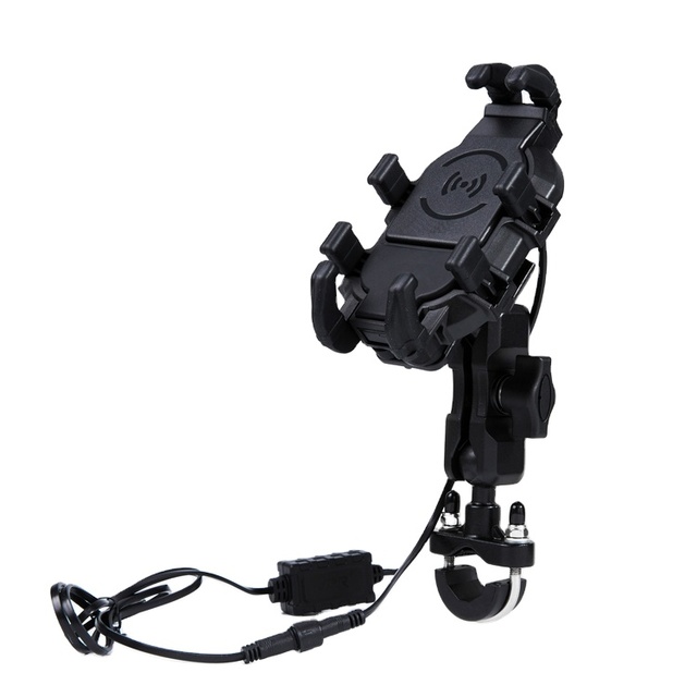Universal Motorcycle Phone Holder Cellphone Mount 15W Wireless Charger Waterproof & Stable