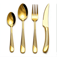 Ensemble de couverts HZX-4336 de marque HZX en acier inoxydable PVD doré de qualité supérieure, poli miroir, moderne et élégant, antidérapant et texturé, vente en gros