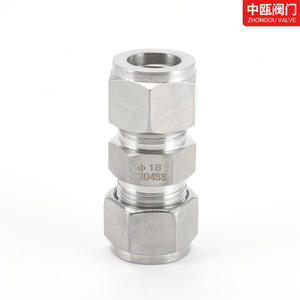 ข้อต่อท่อสแตนเลสแบบอัดสองชั้น ข้อต่อปลายท่อแบบตรง ข้อต่อท่อร้อยสาย - Product Image 3