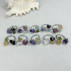 Gioielli alla moda <span class=keywords><strong>argento</strong></span> placcato naturale ametista rubino peridoto acquamarina regolabile tre pietre anello per festa regalo di compleanno - Product Image 3