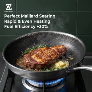 Sartén Moderna de Acero Inoxidable Zhenneng, 3 Capas, 304 SS, Base Multicapa de 2.3mm, Certificación CE LFGB, Saludable, Ahorra Espacio, para Armario - Product Image 2
