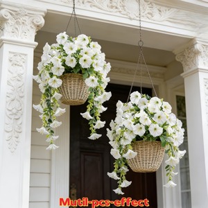 Guirnaldas de Flores Artificiales Blancas Colgantes, de Plástico y Seda, para Decoración de Bodas, Rama Individual - Product Image 3