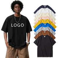 Kaos Oversize Pria Bahan Katun 240GSM Streetwear Warna Solid Longgar Lengan Pendek O Neck Custom untuk Pria
