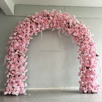 L54 Arrangements floraux de roses en soie artificielle personnalisés Fond de scène pour événement de mariage Faux arches roses décoratives Fleurs