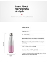 Bouteille d'eau isotherme en acier inoxydable dégradé de 500 ml, à double paroi, vierge pour sublimation, gourde de sport avec couvercle