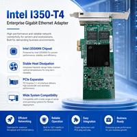 Tarjeta de Red Ethernet Gigabit de Cuatro Puertos Intel I350-T4, I350-AM4 PCIe2.1 X4 RJ45 SR-IOV VT-c para Servidor