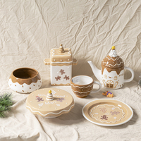 Ensemble de vaisselle en céramique Cute Cookie Man avec pot de rangement, tasse, bouteille d'eau