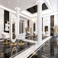 Station de travail pour salon de coiffure, mobilier de salon de beauté, design d'intérieur personnalisé pour salon de coiffure, personnalisation complète de la pièce, décoration de magasin
