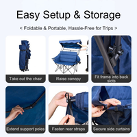 Chaises de camping, de jardin et de plage pliantes portables personnalisées pour deux personnes, avec auvent, pour un usage extérieur, de loisirs et de luxe