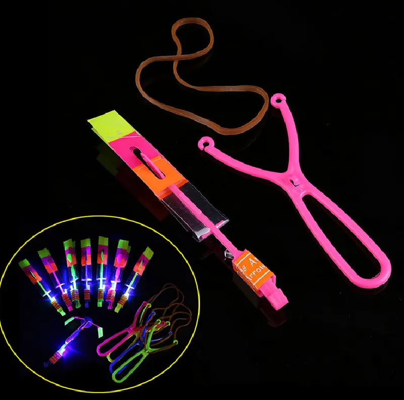 2022 Hot Popular Luminous Slingshot Helicopter Toy Outdoor Light Up Flying Arrow Toys For Kids
