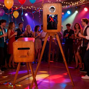 Cabine photo en bois rétro <span class=keywords><strong>double</strong></span> face avec le même support d'imprimante Cabine photo <span class=keywords><strong>IPad</strong></span> avec miroir reflex numérique - Product Image 2