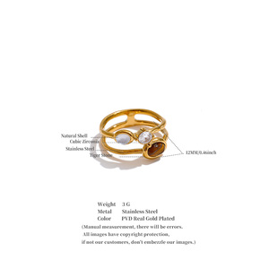 JINYOU 6198 Fashion Cube Zirconin <strong>Tiger</strong> <strong>Eye</strong> Natural Stone <strong>Ring</strong> Stainless Steel Double Layer Hollow <strong>Ring</strong> for Women - Product Image 6