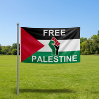 Drapeau de la Palestine gratuit 3x5 pieds, drapeaux palestiniens avec œillets en laiton et double couture, couleurs vives pour l'intérieur et l'extérieur