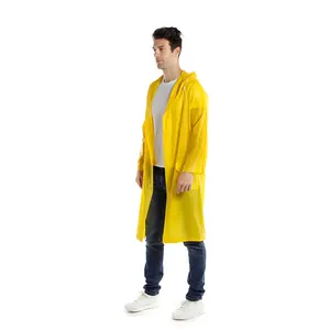 Hot Sale Men's XXL Raincoat Factory in Stocks Impermeable Plastic Rainwear Fashionable Yellow PVC Long Coat with Logo