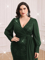 Robe longue élégante et sexy à col en V plongeant et à paillettes pour femmes, robe de soirée de luxe musulmane, jalabiya islamique avec traîne fluide