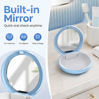 Boîte de rangement compacte pour aligneurs, avec fermeture magnétique, miroir intégré, étui dentaire portable pour les déplacements