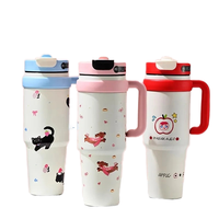 Gobelet isotherme tendance grande capacité en acier inoxydable 316, double boisson, double paille, idéal pour cadeaux promotionnels d'entreprise 001