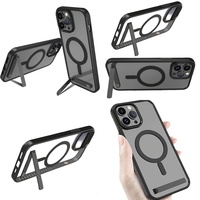 Casing Ponsel Magnetik Kristal dengan Holder untuk iPhone 16 Pro Max 17 Air 15 14 13 12 Plus 11 Stand Case Aksesoris Ponsel