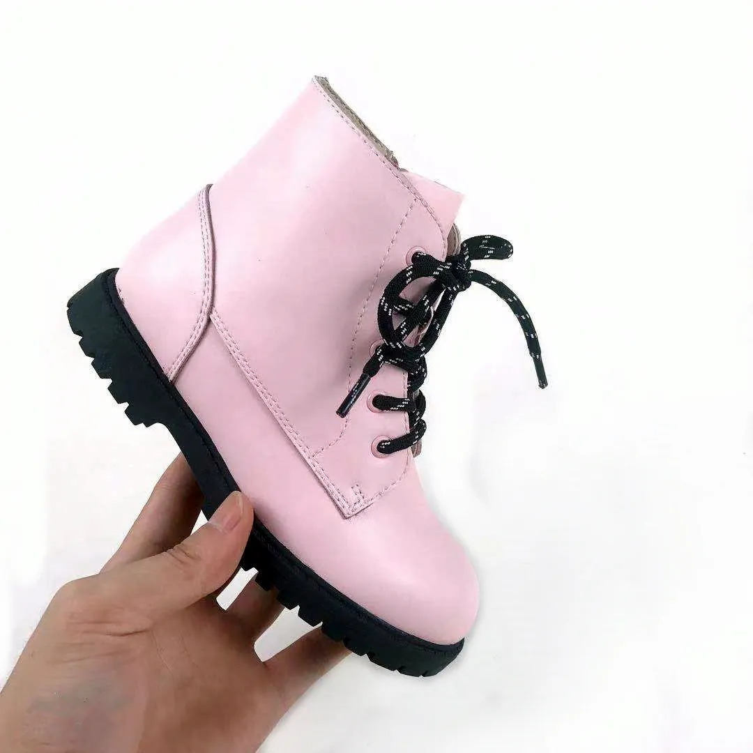 2021 New Fashion Children booties Leather Waterproof Winter Kids leather Children's boots Snow Shoes Martin Boots For Girls