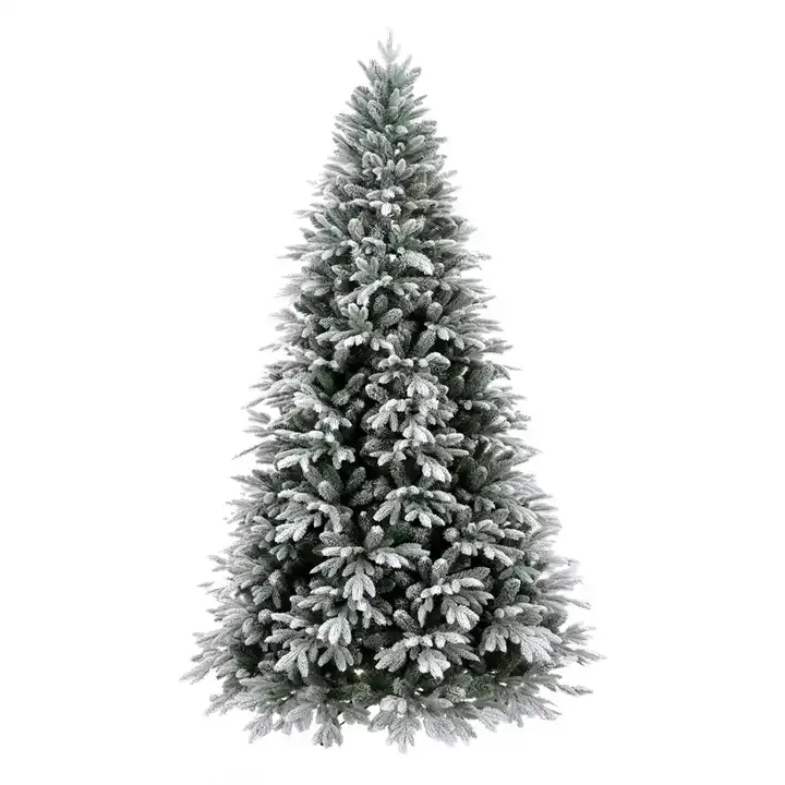 Flocking High Quality Rotating Narrow Flatback Prelit Christmas Tree Indoor