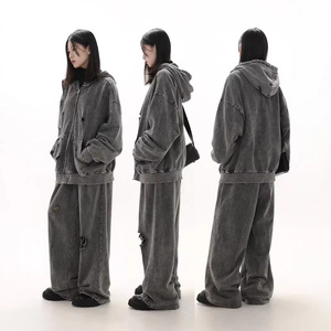 Hot Supplier Hoodies <strong>Men</strong> Distressed Streetwear Y2K Loose Oversized Zip up Hoodie Acid Washed <strong>Clothes</strong> <strong>Men</strong> for Unisex - Product Image 5