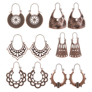 Boucles d'oreilles pendantes vintage en alliage à motif floral, plaqué bronze antique, pour femmes - Product Image 4