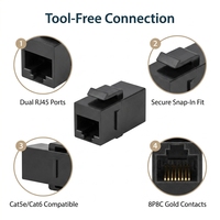 Connecteur Ethernet RJ45 Gigabit Cat6 Keystone Jack Noir pour Boîtier PC, Module Réseau Haute Vitesse UTP, Prise Femelle, Câble 1 Gbit/s 250 V