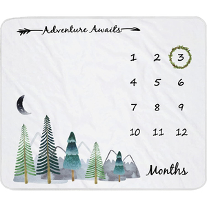 Flannel Fleece Growth Photo <b>Milestone</b> <b>Blanket</b> Newborn Monthly 100% Polyester 400TC Anti-Pilling All-Season Soft Warm - Product Image 1