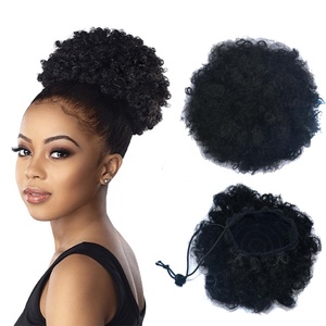 Perruque Afro synthétique courte bouclée, 8 pouces, crépue, queue de cheval Afro, pince à cheveux Afro, <span class=keywords><strong>chignon</strong></span> synthétique court, 8 pouces - Product Image 1