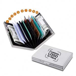 YS976 Stainless Steel RFID Credit <b>Card</b> Holder Credit <b>Card</b> Wallet <b>Protector</b> RFID Metal Credit <b>Card</b> Case for Women or Men - Product Image 1