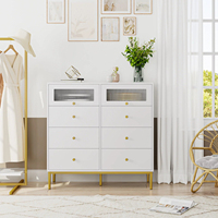 Table de Commode à Tiroirs en Verre avec Poignée en Or pour Fille, Miroir en Or Blanc Noir Doré, Classique pour Enfant