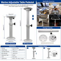 Pied de table télescopique en aluminium réglable en hauteur 450-690 mm, amovible, pour camping-car, caravane, bateau, yacht, support de table à manger