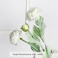 Pivoine rose à 3 têtes, fleur artificielle en soie floquée de 50 cm, fleur décorative pour la maison, les mariages et les fêtes