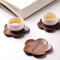 Sous-verre en bois de noyer moderne et unique, forme de fleur, design créatif, isolant thermique