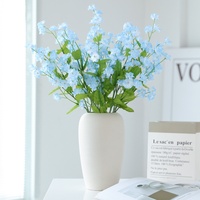Fleurs artificielles en soie gaufrée à tige unique, motif « Ne t'oubliez pas », à trois branches, pour décoration intérieure et accessoires de photographie de mariage