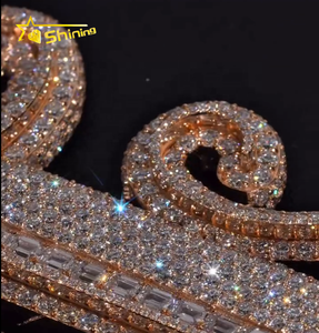 จี้เพชรโมอิสซาไนต์แบบกำหนดเองพร้อมสร้อยคอแบบเทนนิส เงินแท้ 925 ประดับเพชร <span class=keywords><strong>VVS</strong></span> เต็มเส้น สไตล์ฮิปฮอป - Product Image 4