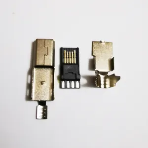 Mini Usb Male Connector (3 In 1) mannelijke Mini Usb Jack 2.0 5PIN Stopcontact Met Ijzer/Gold Cover Voor Soorten Diy Solderen
