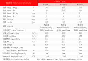 Kunwei Top Grade Hex lực lượng và mô-men xoắn cảm biến 6 trục <span class=keywords><strong>Load</strong></span> cell 50N 150N 200N cho robot - Product Image 6