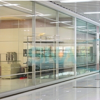 Partición de oficina de vidrio transparente con persianas de suelo a techo insonorizada de material de fábrica