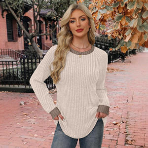 Women's Autumn Pullovers Long Sleeve Casual Breathable Thick Solid Pattern Rugged Wire <b>Mesh</b> Loose Fit Fashion <b>Tops</b> - Product Image 6