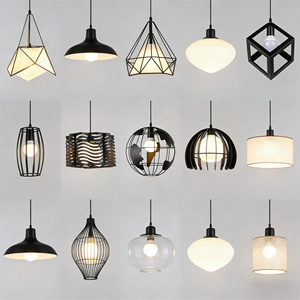 Lampara Colgante De TechoペンダントライトE27ベースロフトシーリングライトロン素材レトロ工業用ハンギングランプシャンデリア - Product Image 1