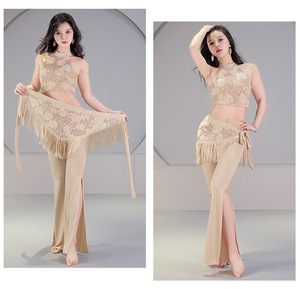 Nouvel ensemble sexy de <span class=keywords><strong>danse</strong></span> orientale avec haut à paillettes et pantalon, tenue d'entraînement pour la <span class=keywords><strong>danse</strong></span> du ventre, ensemble 4 pièces pour femmes - Product Image 2