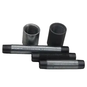Niples largos y cortos NPT BSP DIN, tubería de acero al carbono galvanizado, barril, boquilla roscada