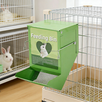 Mangeoire à lapins avec fond et couvercle en métal, grande capacité, distributeur de nourriture pour lapins, mangeoire à lapins galvanisée pour l'extérieur