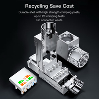 SAMZHE 1 unidad Conector RJ45 Cat6A FTP de 90 grados sin herramientas de aleación de zinc, conector modular de ángulo recto de 50u para cable de 10 Gbps