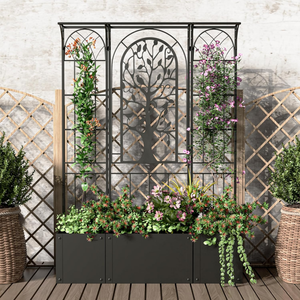 <span class=keywords><strong>Fioriera</strong></span> Moderna Personalizzata con Traliccio per <span class=keywords><strong>Rose</strong></span>, 62 Pollici di Altezza, in Metallo Resistente, Nera, con Schermo per la Privacy, per Esterni, Patio e Terrazza - Product Image 1