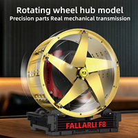KAIXING Roue de voiture 507 pièces, jante à rayons étoile dorée, étrier rouge, en plastique ABS, modèle de voiture jouet, briques de construction, objet de collection pour adultes, cadeau